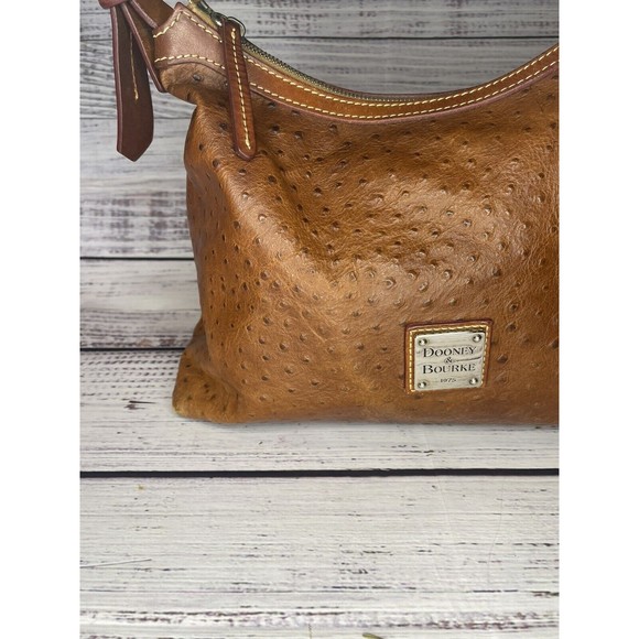 Dooney & Bourke Ostrich Leather Hobo Shoulder Bag GUC $348 - Picture 2 of 16